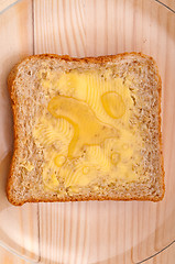 Image showing bread butter and honey