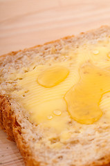 Image showing bread butter and honey