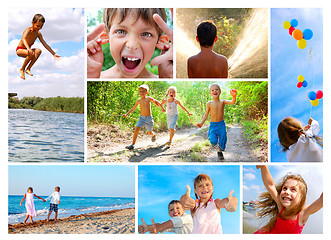 Image showing happy summer childhood collage