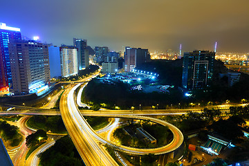 Image showing Highway at night in modern city