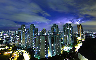 Image showing Hong Kong downtown with strom lighting