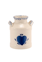 Image showing Ceramic vase dish blue heart isolated on white 