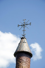 Image showing Sculpture carved wood roof and steel decoration 