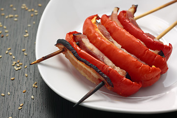 Image showing Grilled bacon and paprika