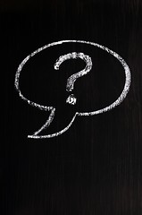 Image showing Chalk drawing of speech bubble with question mark