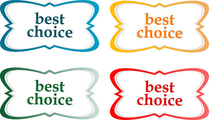Image showing speech bubbles stickers set with best choice message vector