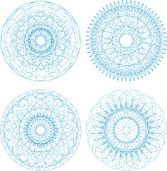 Image showing Set of vector guilloche rosettes certificate decorative elements