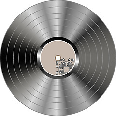 Image showing Black vinyl record lp album disc isolated on white
