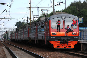 Image showing Free-riders on the Commuter Train