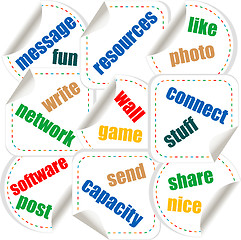 Image showing Social media stickers with networking concept words