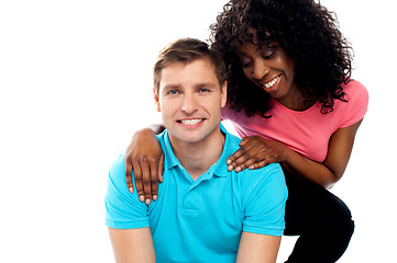 Image showing Attractive teenage love couple posing