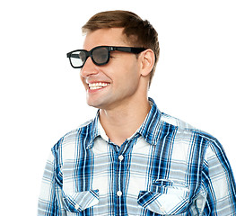 Image showing Handsome young man in black goggles