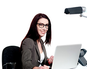 Image showing Portrait of corporate lady working in office