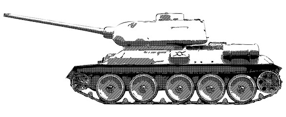 Image showing Russian tank T 34 - drawing