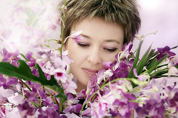 Image showing Woman with flowers