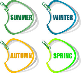 Image showing Set of stickers for seasonal collection - spring, summer, autumn