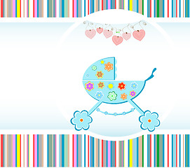 Image showing Baby boy arrival announcement card. vector