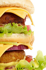 Image showing Big  Double Cheeseburger closeup