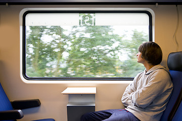 Image showing Train and rain