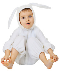 Image showing Funny kid in the rabbit costume