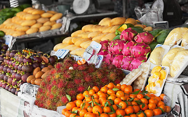 Image showing Fruit on the shelves of Thai market