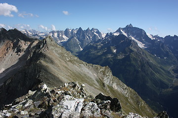 Image showing Mountains on a sunny day, the resorts of the Caucasus