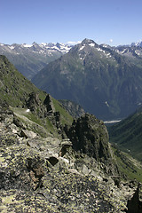 Image showing Mountains on a sunny day, the resorts of the Caucasus