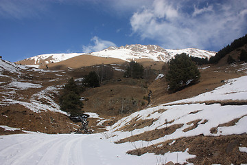 Image showing Winter mountains on a sunny day, the resorts of the Caucasus