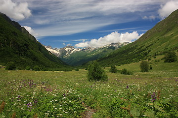 Image showing Mountains on a sunny day, the resorts of the Caucasus