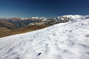 Image showing Winter mountains on a sunny day, the resorts of the Caucasus