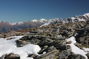 Image showing Winter mountains on a sunny day, the resorts of the Caucasus