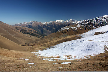 Image showing Winter mountains on a sunny day, the resorts of the Caucasus