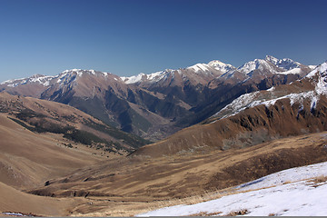 Image showing Winter mountains on a sunny day, the resorts of the Caucasus