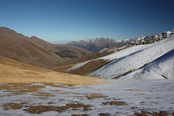 Image showing Winter mountains on a sunny day, the resorts of the Caucasus