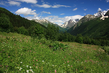 Image showing Mountains on a sunny day, the resorts of the Caucasus