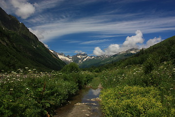 Image showing Mountains on a sunny day, the resorts of the Caucasus