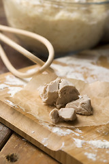 Image showing Baker's yeast on wooden board