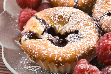 Image showing Raspberry cookies with fresh fruits