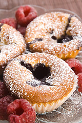 Image showing Raspberry cookies with fresh fruits