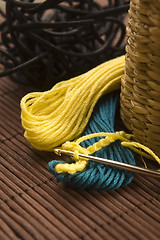 Image showing Crochet hook and wool