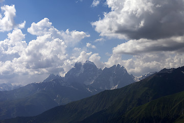 Image showing Summer mountains in clouds