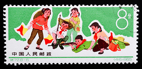 Image showing CHINA - CIRCA 1965: A Stamp printed in China shows image of chil