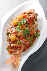 Image showing Thai Red Snapper and Tamarind Sauce