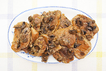 Image showing Meat with mushrooms