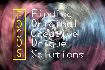 Image showing Focus acronym for Finding,Original,Creative,Unique,Solutions 