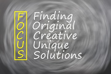 Image showing Focus acronym for Finding,Original,Creative,Unique,Solutions 