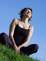 Image showing Young woman enjoying life outdoor