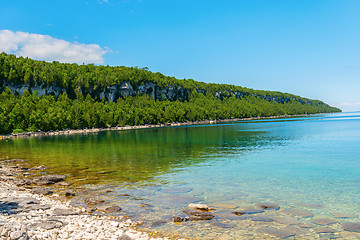 Image showing Bruce Peninsula Georgian Bay coastline and crystal clear water