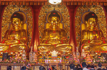 Image showing Baolin Temple Seated statues of Buddha. It is located 25 km sout