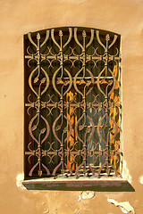Image showing Ancient architecture house window with steel bar 